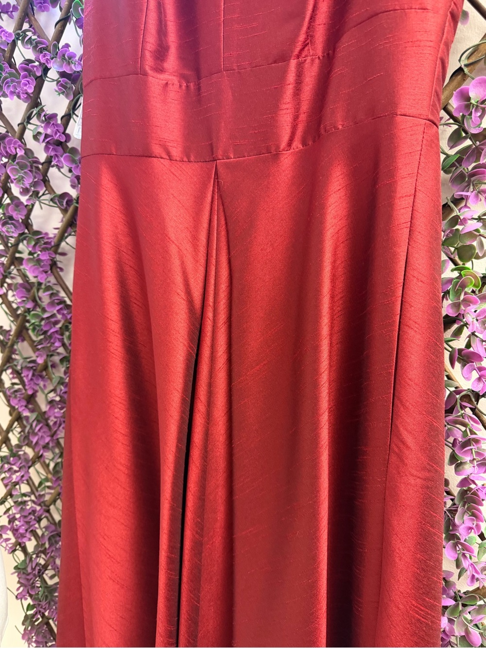 Formal Floor Length Elegant Women's Red V-Neck A-Line Dress - Picture 2 of 11